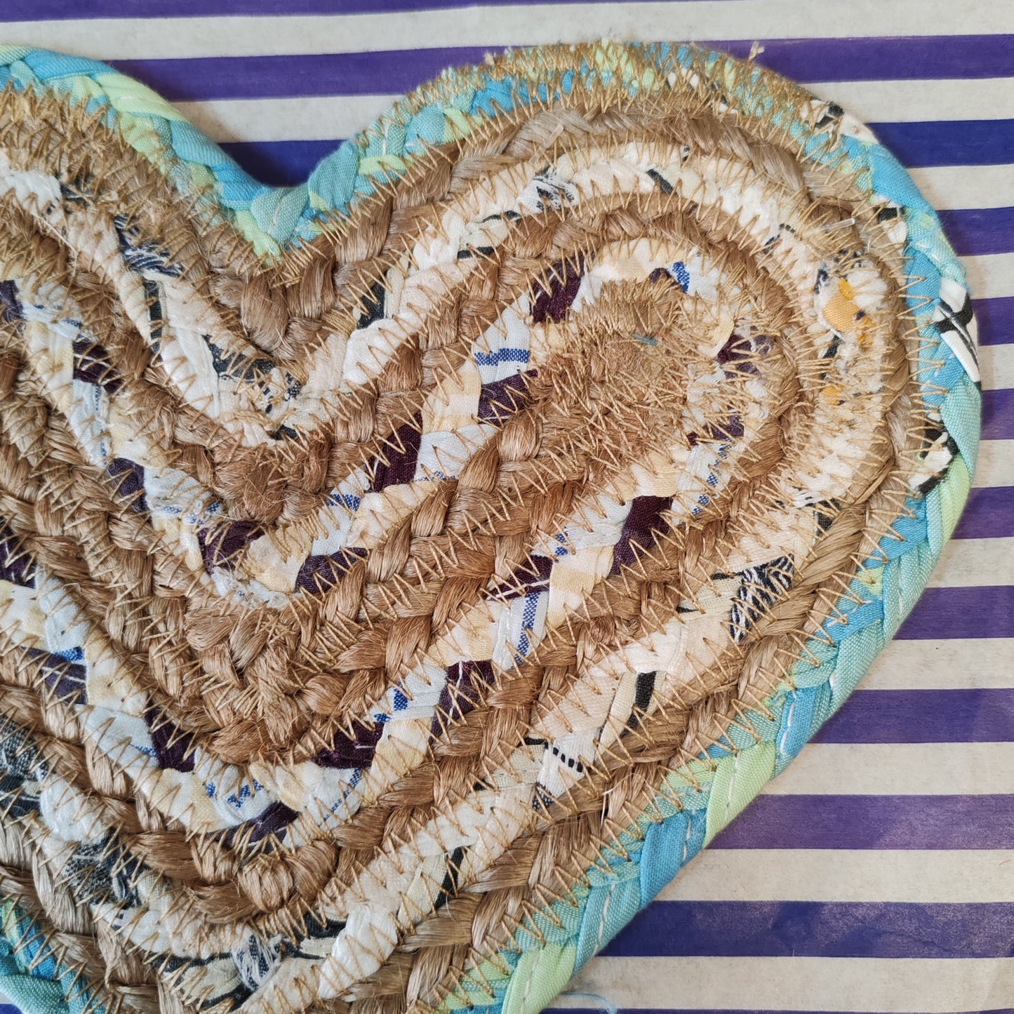 Mixed Fabric Heart Coaster