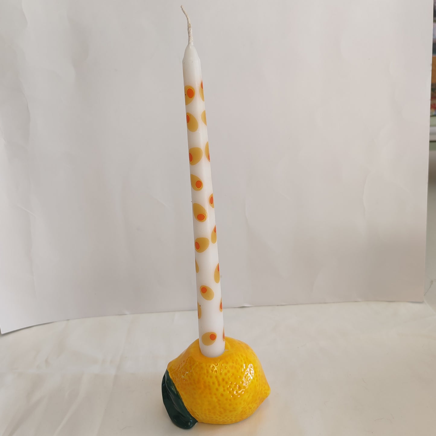 Bon Appetit lemon ceramic candle holder.