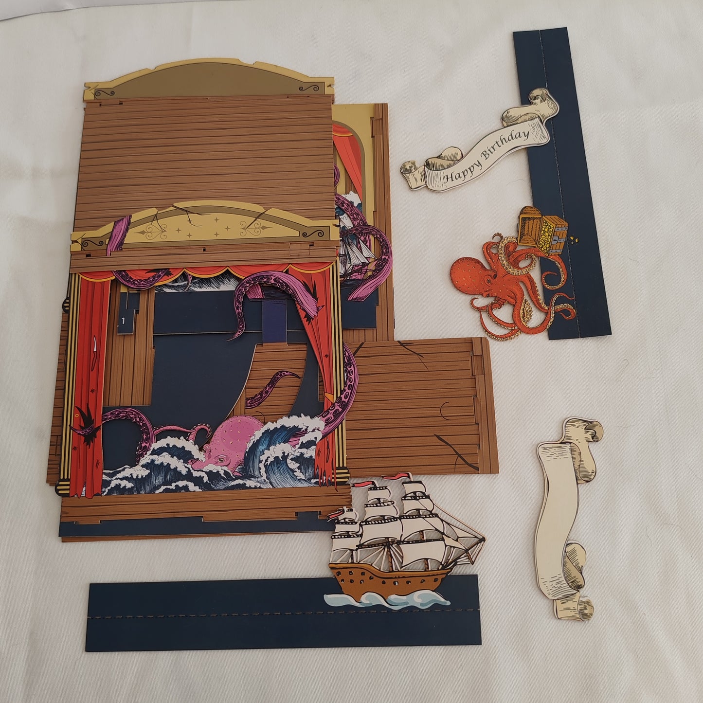 Paper theatre interactive greeting card sea scene