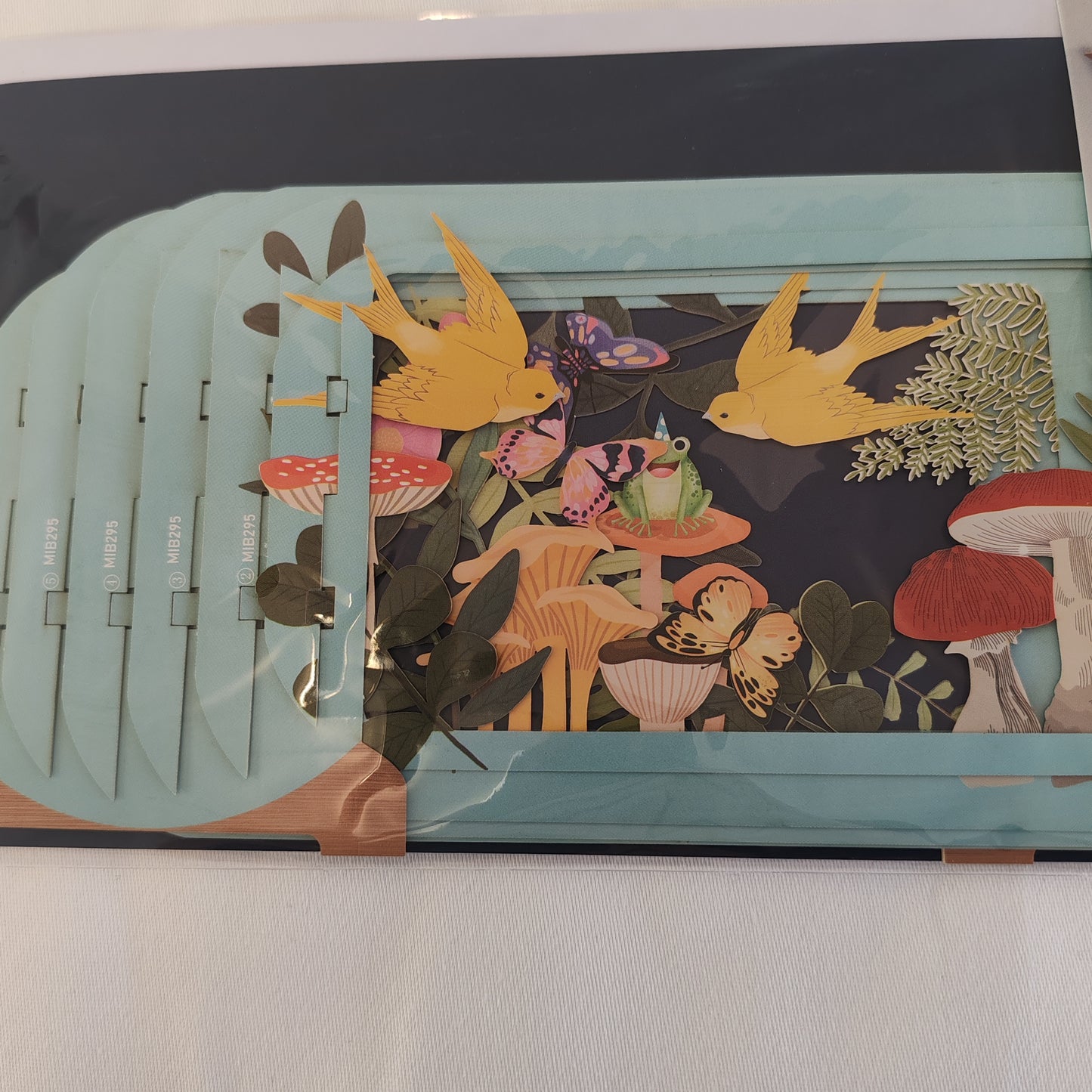 Message in a bottle 3d pop up greeting card. Frog garden theme