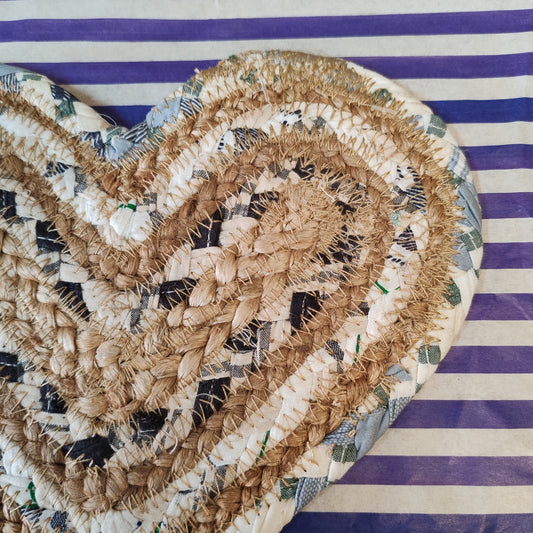 Mixed Fabric Heart Coaster