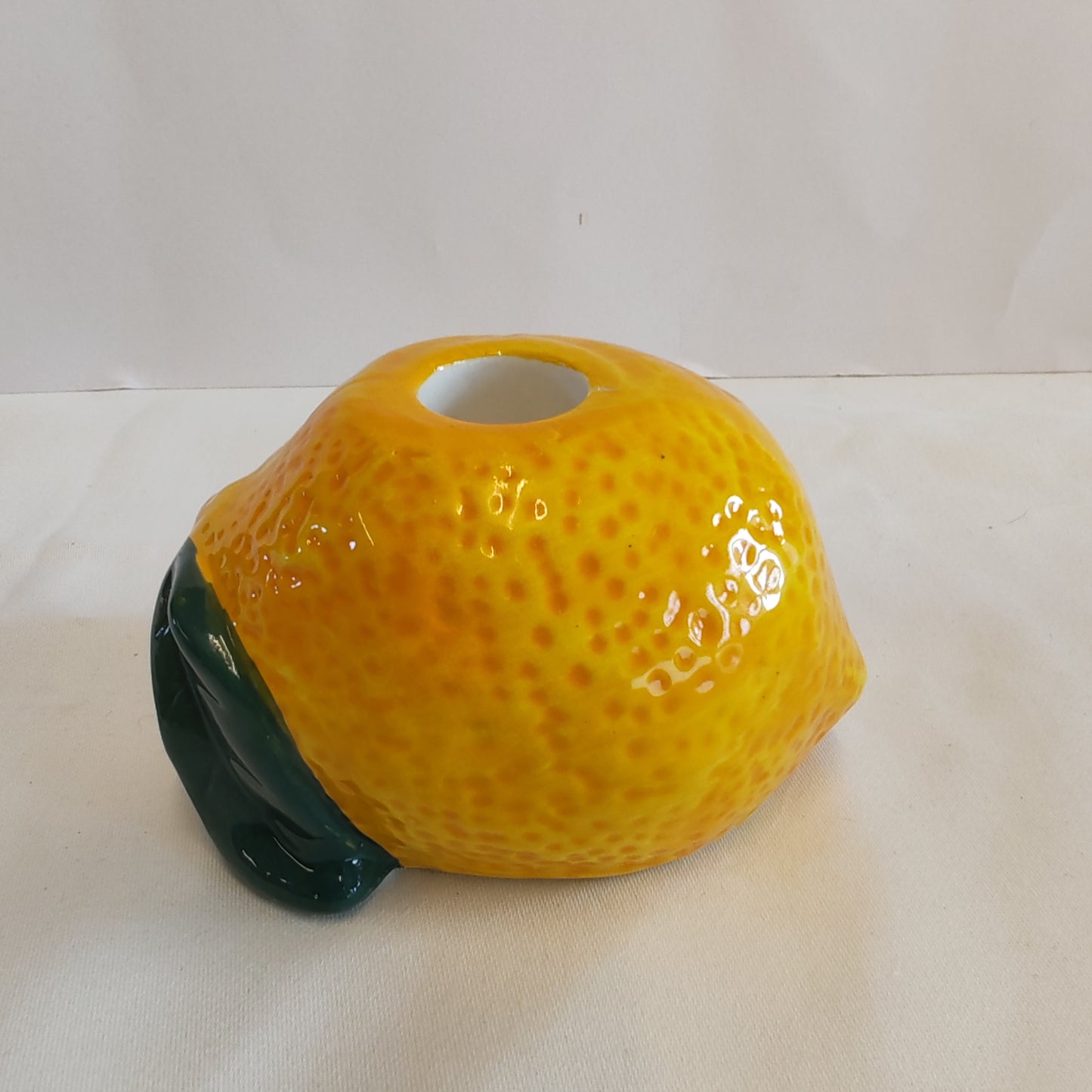 Bon Appetit lemon ceramic candle holder.