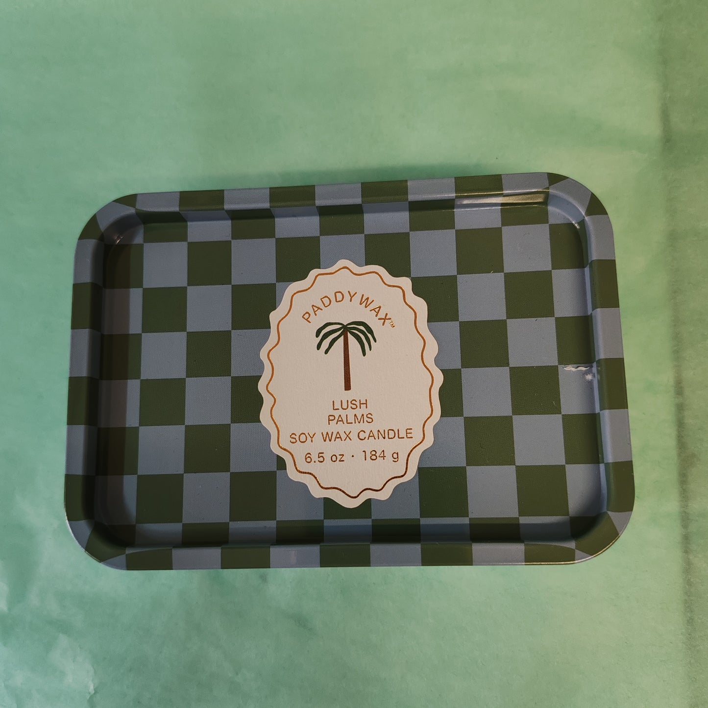 A Dopo 6oz/184g Palm Printed Tin Candle - Lush Palms