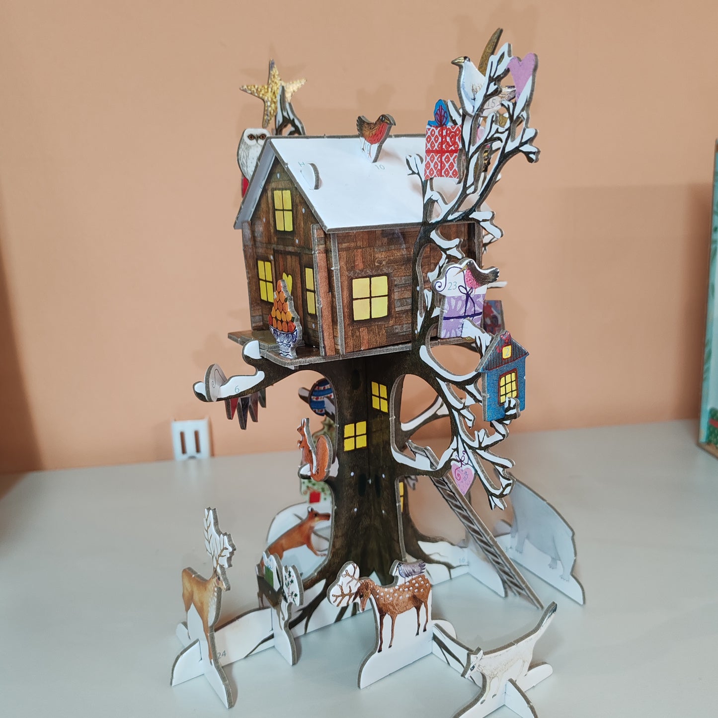 Pop, slot and build Christmas tree house advent calendar.
