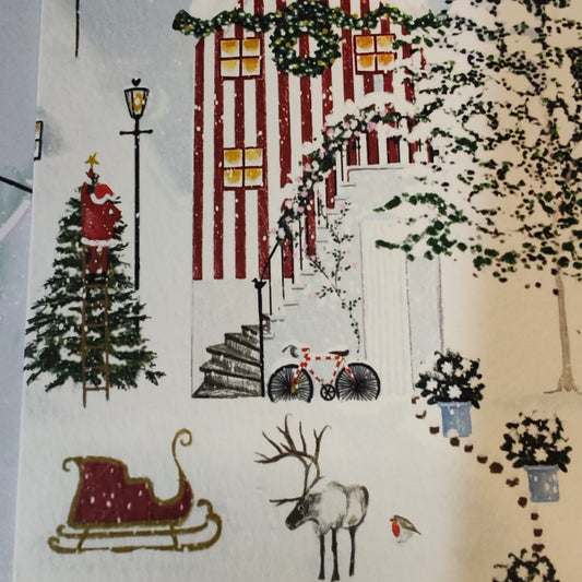 Father Christmas house greeting card