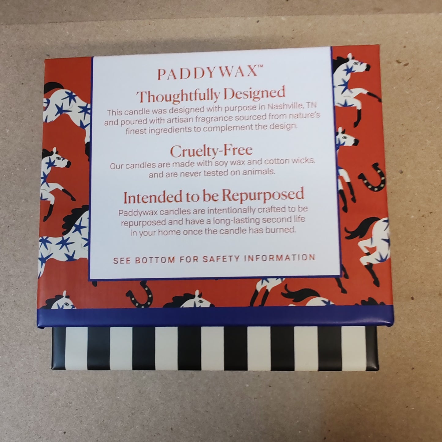 Adopo scented candle with horse design. Sienna sunset Scented