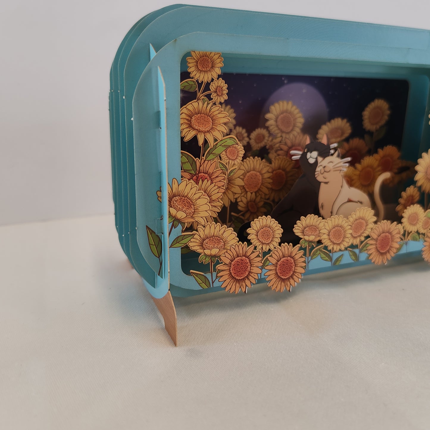 Message in a bottle greeting card sunflower and cats