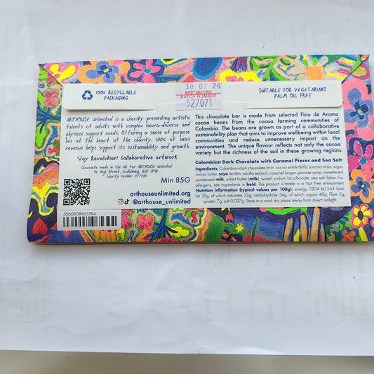 Joy revolution dark chocolate with caramel pieces and sea salt