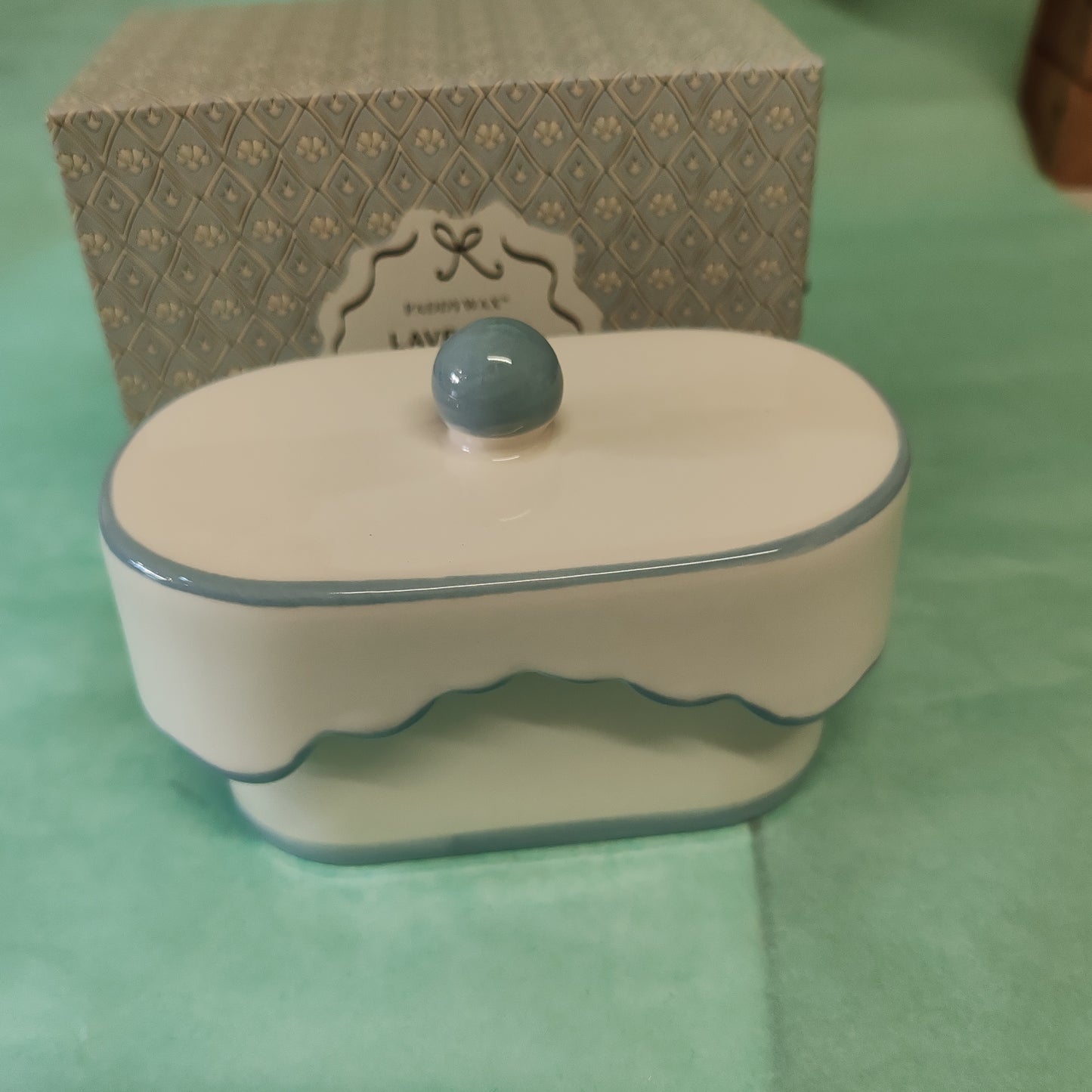 Cherie 5.5oz/155g Ceramic Dish Candle - Blue - Lavender & Tyme