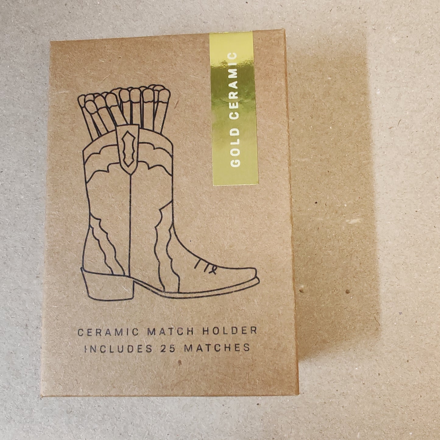 Cowboy boot matchbox holder - Gold