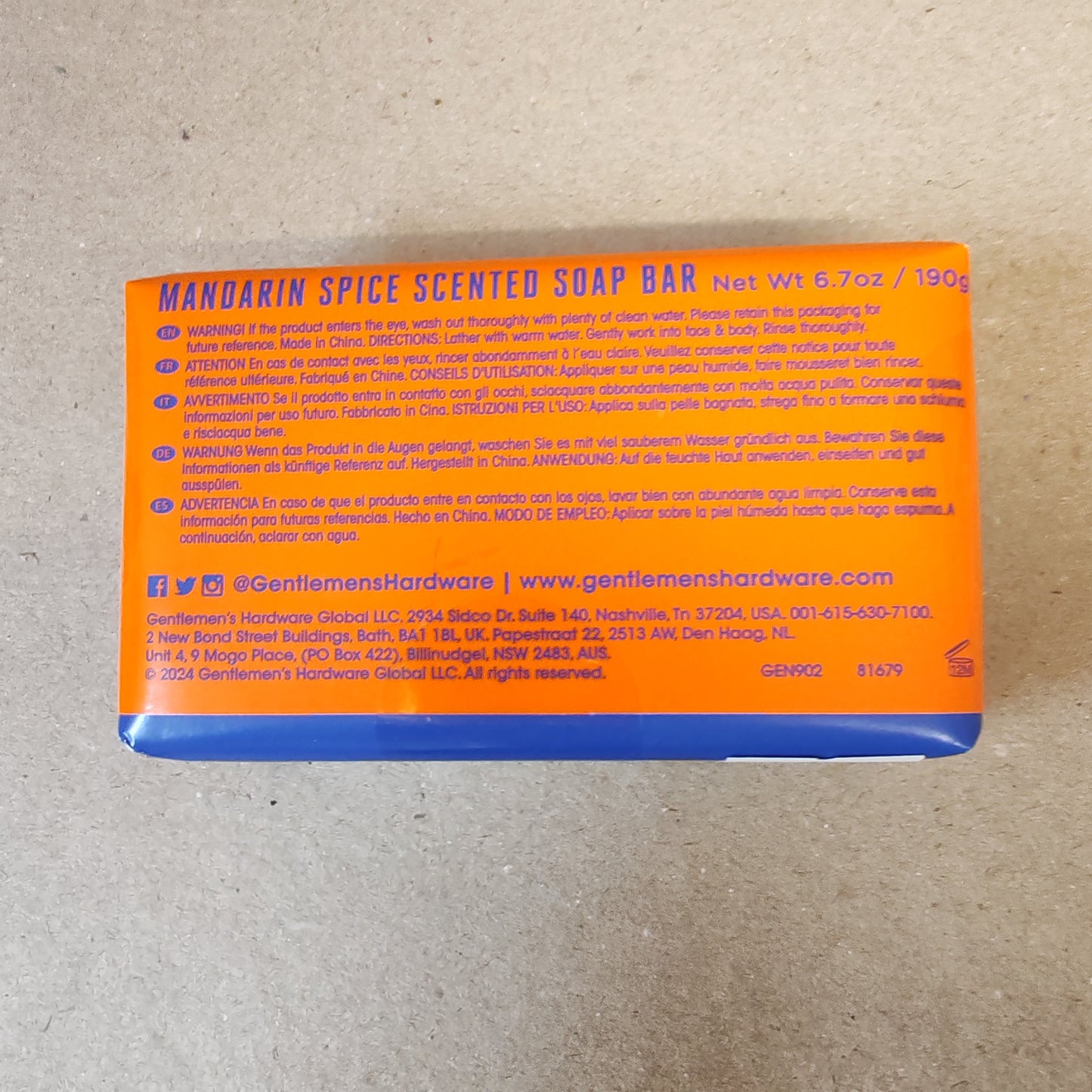 Retro packaging fisherman's soap bar. Mandarin soap