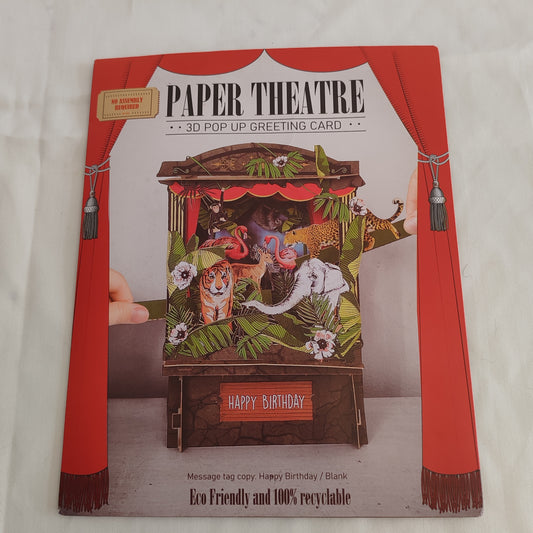 Interactive paper theatre pop up greeting card jungle theme