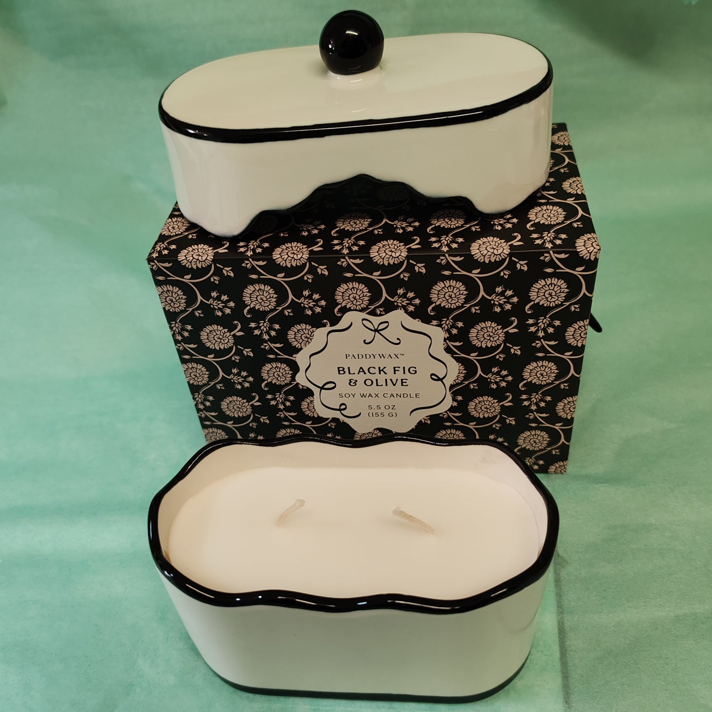 Cherie 5.5oz/155g Ceramic Dish Candle - Black-Black Fig & Olive