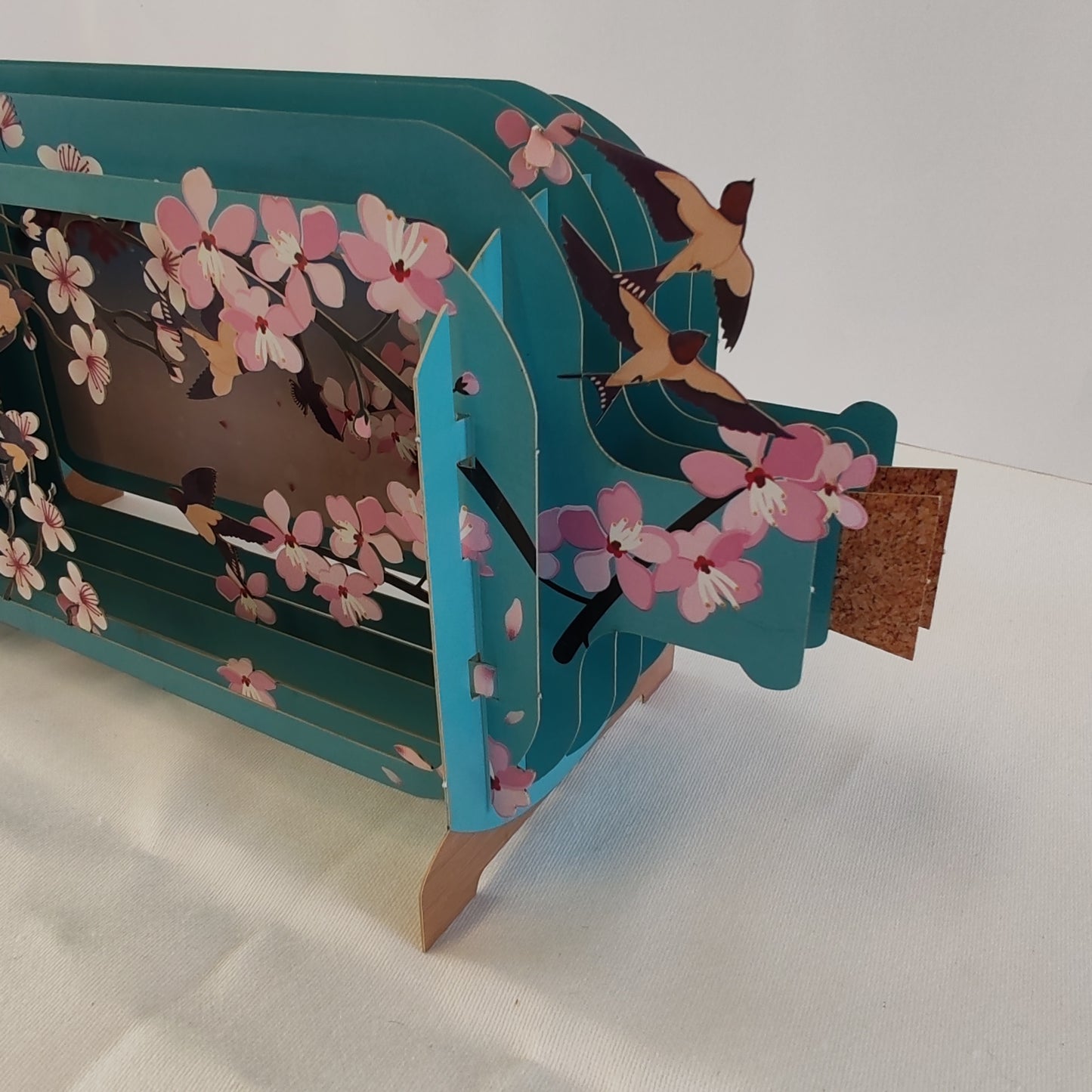 Message in a bottle 3d pop up greeting card. Cherry blossom theme.