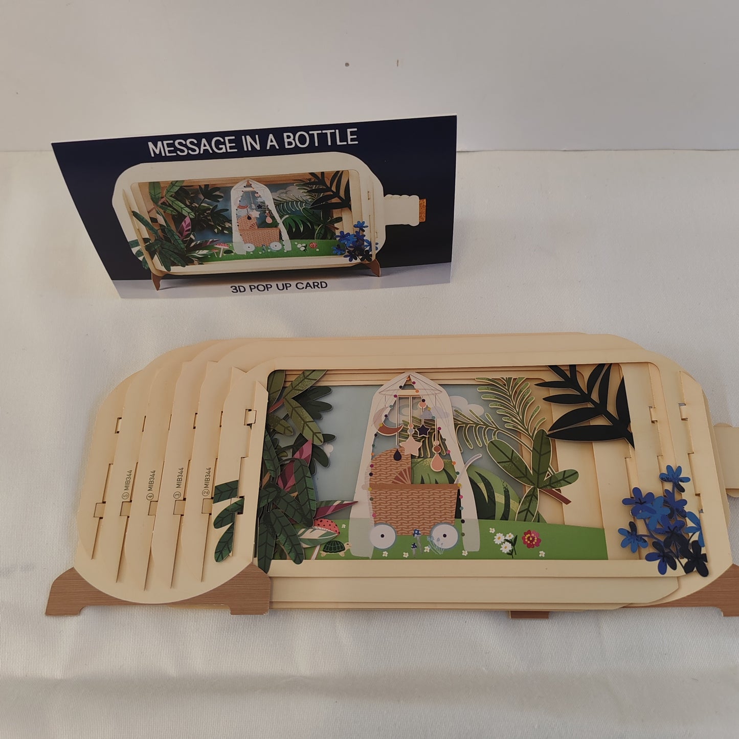 Message in a bottle greeting card. New baby