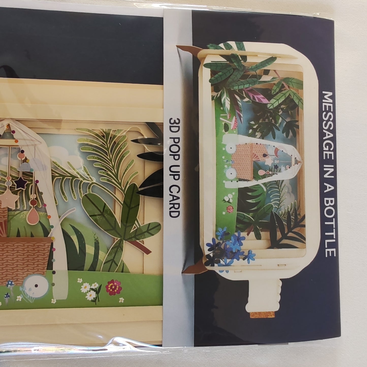Message in a bottle greeting card. New baby