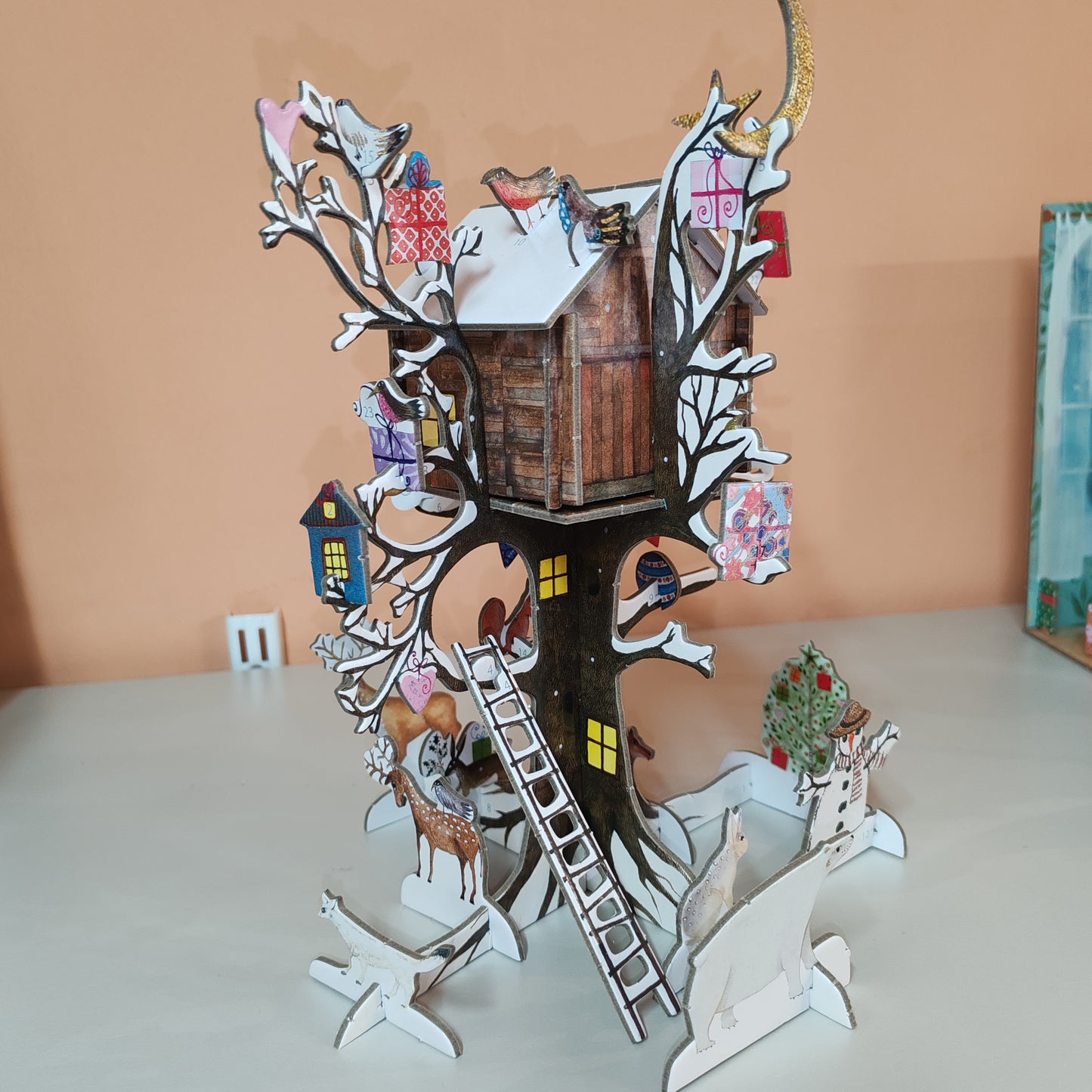 Pop, slot and build Christmas tree house advent calendar.