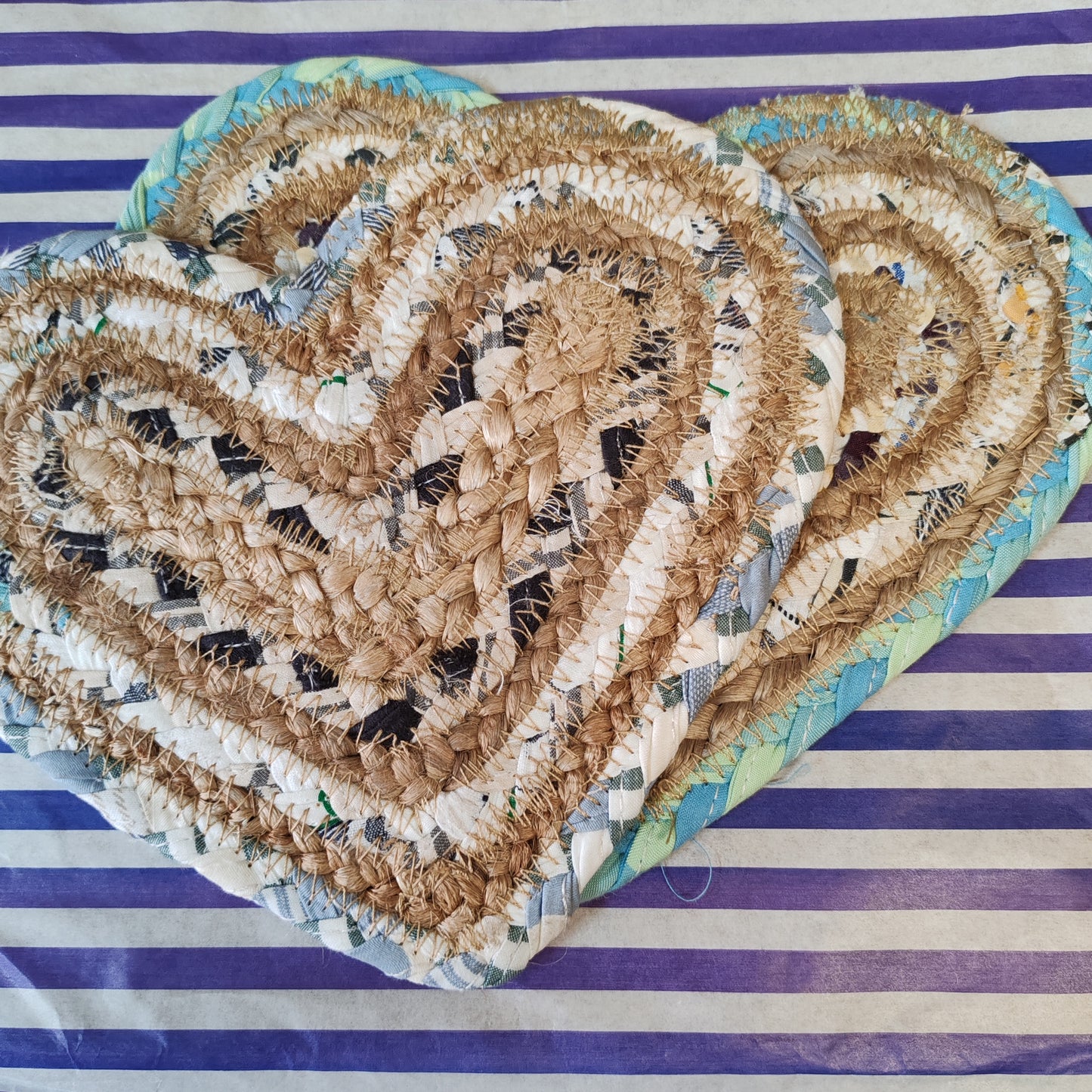 Mixed Fabric Heart Coaster