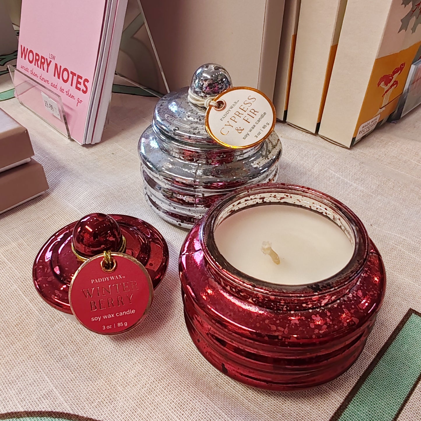 Beam glass candle silver cypress