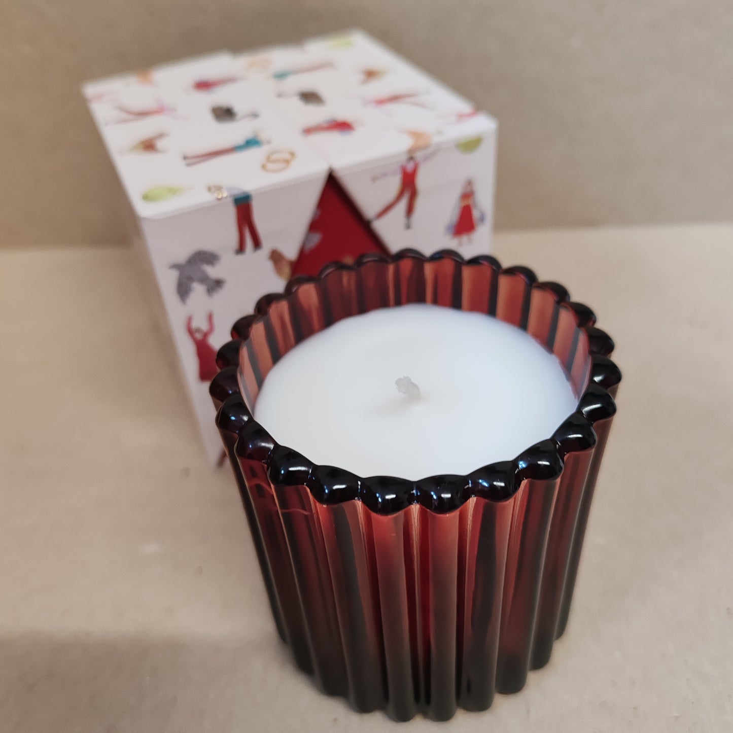 Winter Berry red glass votive scented candle in a festive box