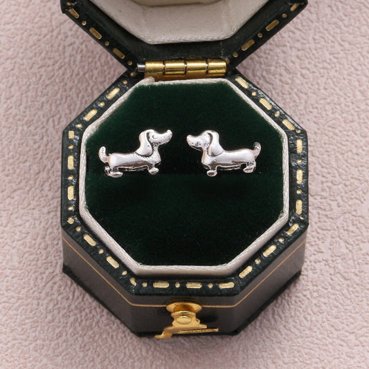 Dog walker Silver Sausage Dog Earrings
