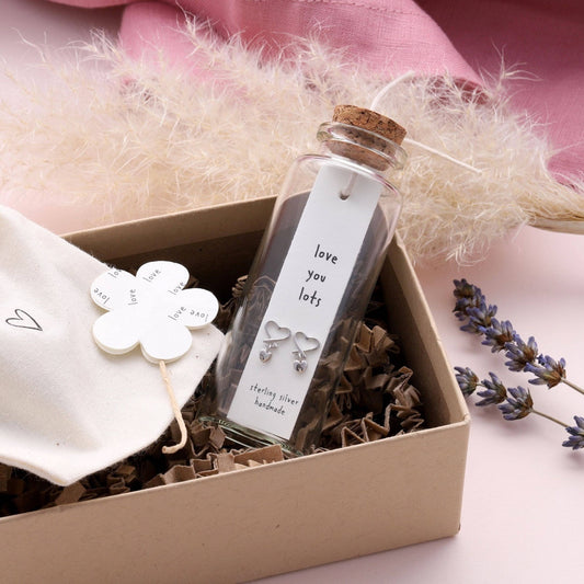 Earrings In A Message Bottle 'Love You Lots'