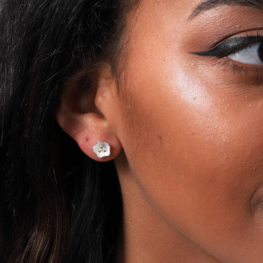 Message Bottle Earrings 'Flower And Rain'