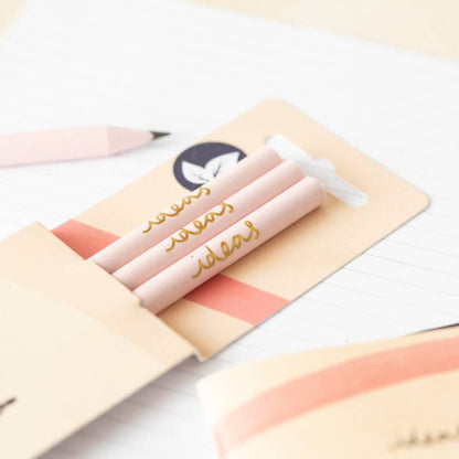 Pencils Pack of 3 recycled - Ideas Cream & Carnation