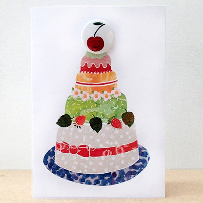 Greeting card with badge - Cherry cake