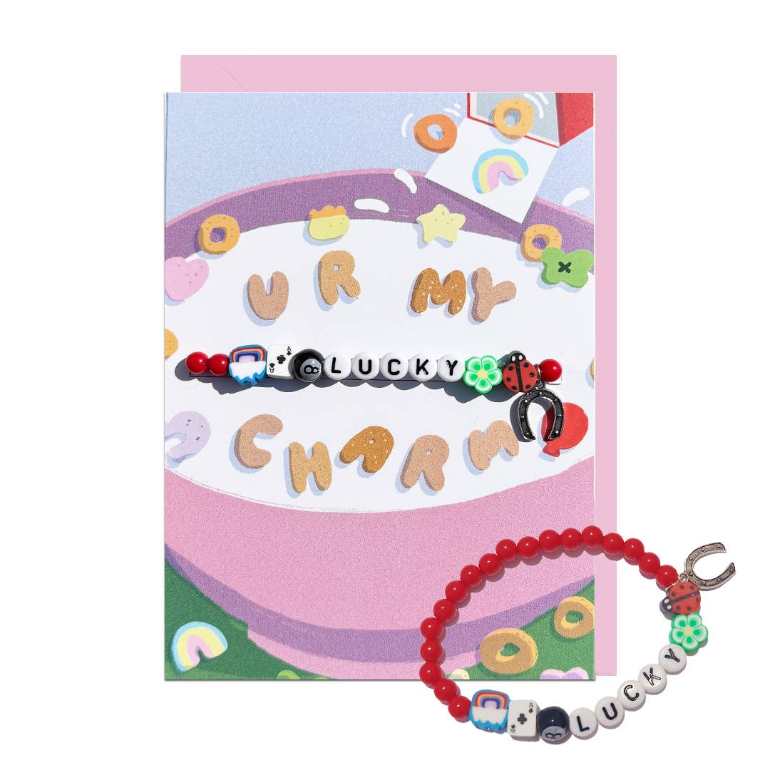 LUCKY CHARM, LUCKY BRACELET, PALE PINK ENVELOPE Card
