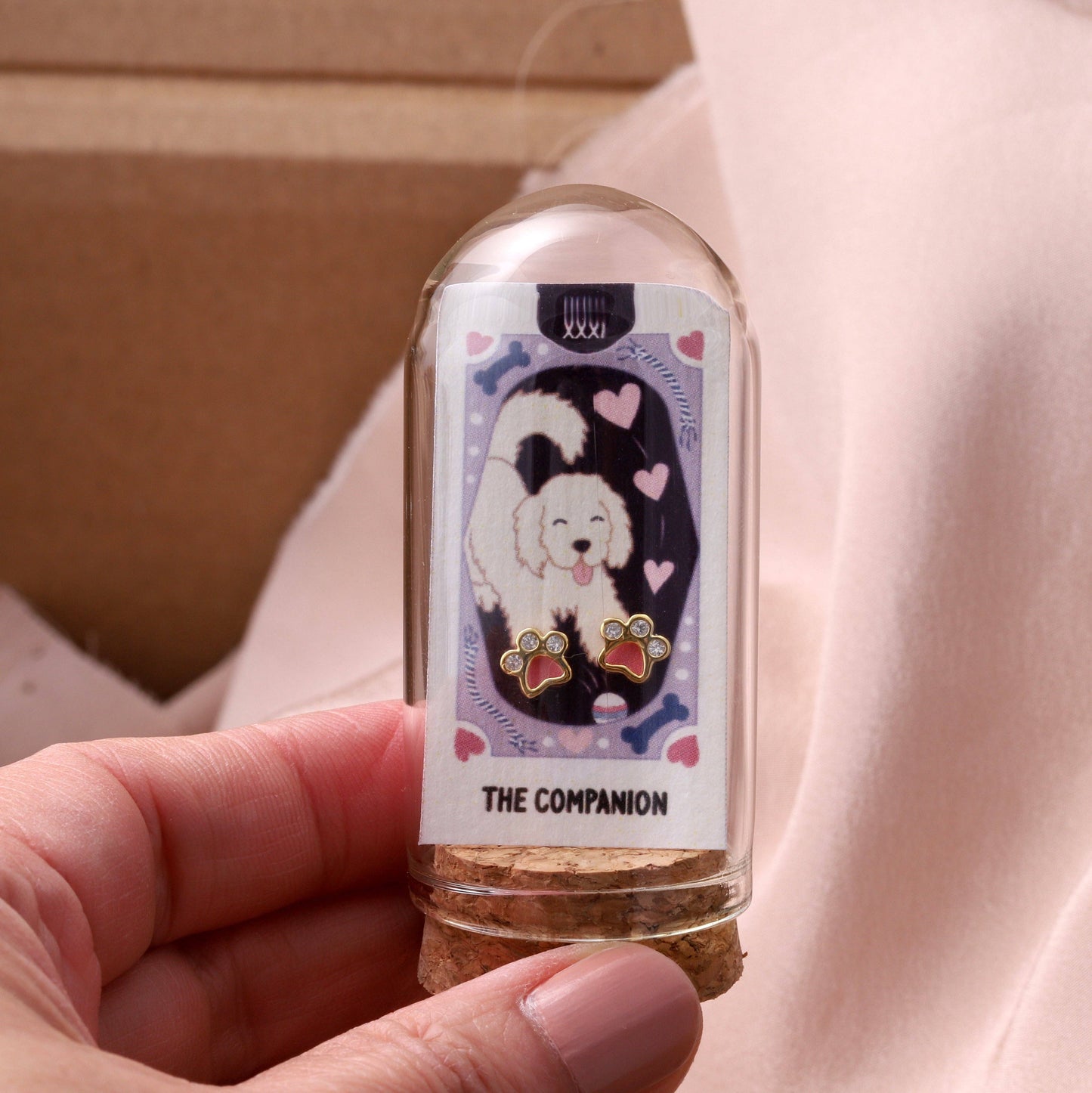 THE COMPANION  Crystal Tiny Paw earrings