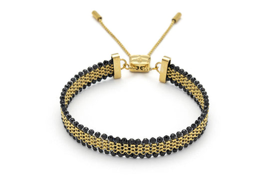 Freya Black Spinel & Gold Chain Bracelet
