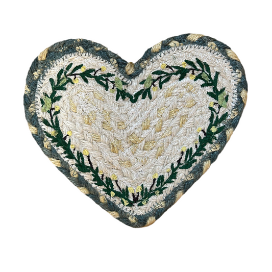 Mimosa jute heart coaster