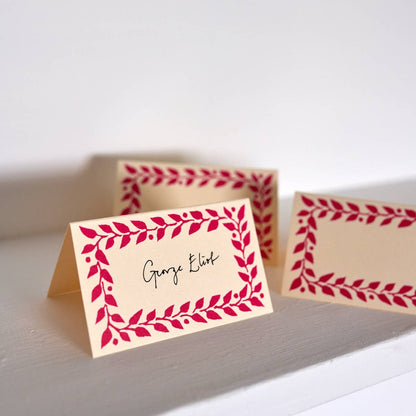 Pack of Twelve Raspberry Place Cards