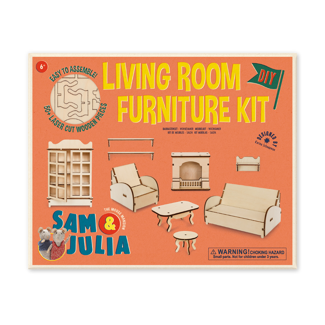 Kids DIY Dollhouse Furniture Kit - Living room (Scale 1:12)