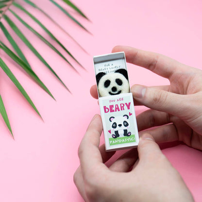 You're Beary Pandastic Wool Felt Panda In A Matchbox