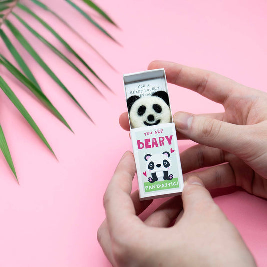 You're Beary Pandastic Wool Felt Panda In A Matchbox