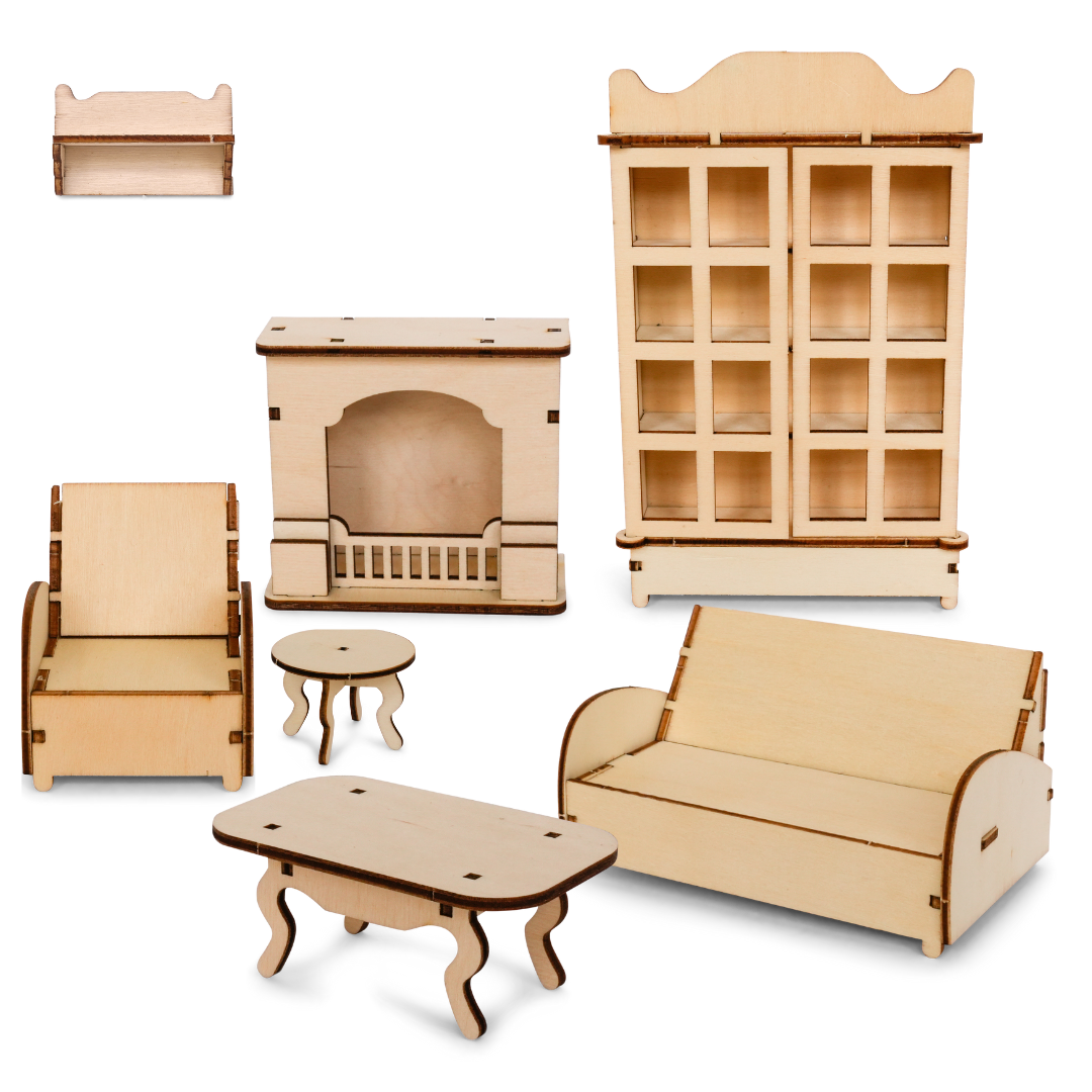Kids DIY Dollhouse Furniture Kit - Living room (Scale 1:12)