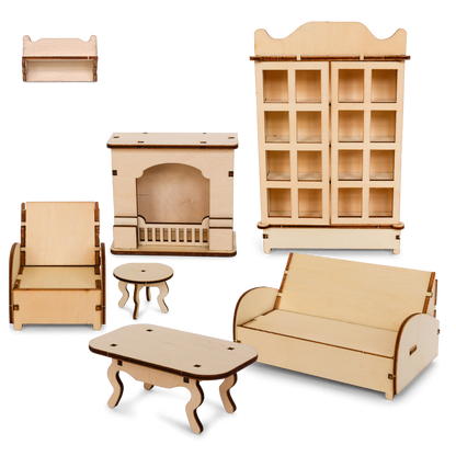Kids DIY Dollhouse Furniture Kit - Living room (Scale 1:12)
