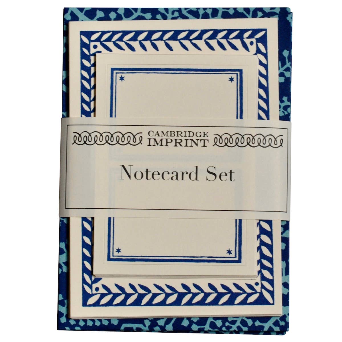 Set of Notecards and Envelopes Seaweed Paisley Cyanotype