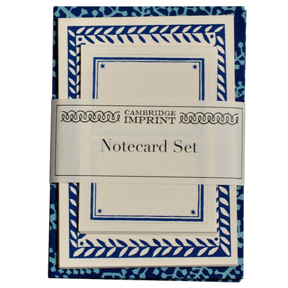Set of Notecards and Envelopes Seaweed Paisley Cyanotype