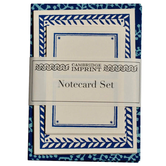 Set of Notecards and Envelopes Seaweed Paisley Cyanotype