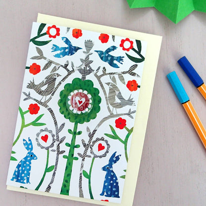 Heart Collage - Greeting card with badge