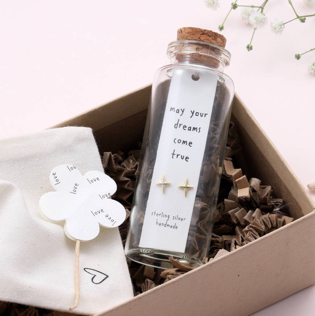 Message Bottle Earrings 'Dreams Come True'