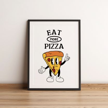 Eat More Pizza Retro Print | Retro Wall Decor | Food Prints