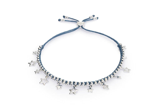 Estelle Denim & Silver Star Charm Bracelet