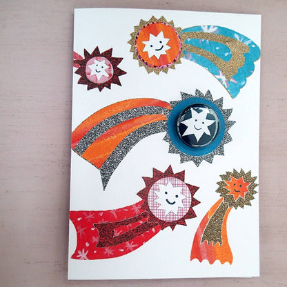Shooting Stars - Greeting card with badge