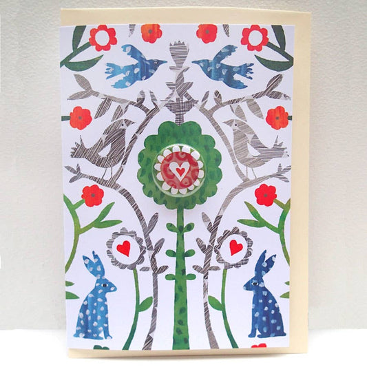 Heart Collage - Greeting card with badge