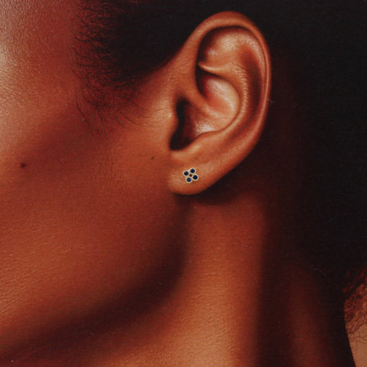 KINFOLK RED Nutcracker & 4 CLOVER Blue Crystal Earrings