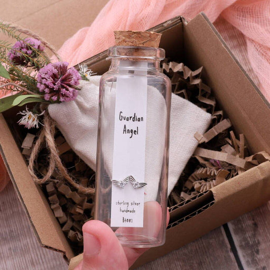 Message Bottle Sterling Silver Earrings Guardian Angel